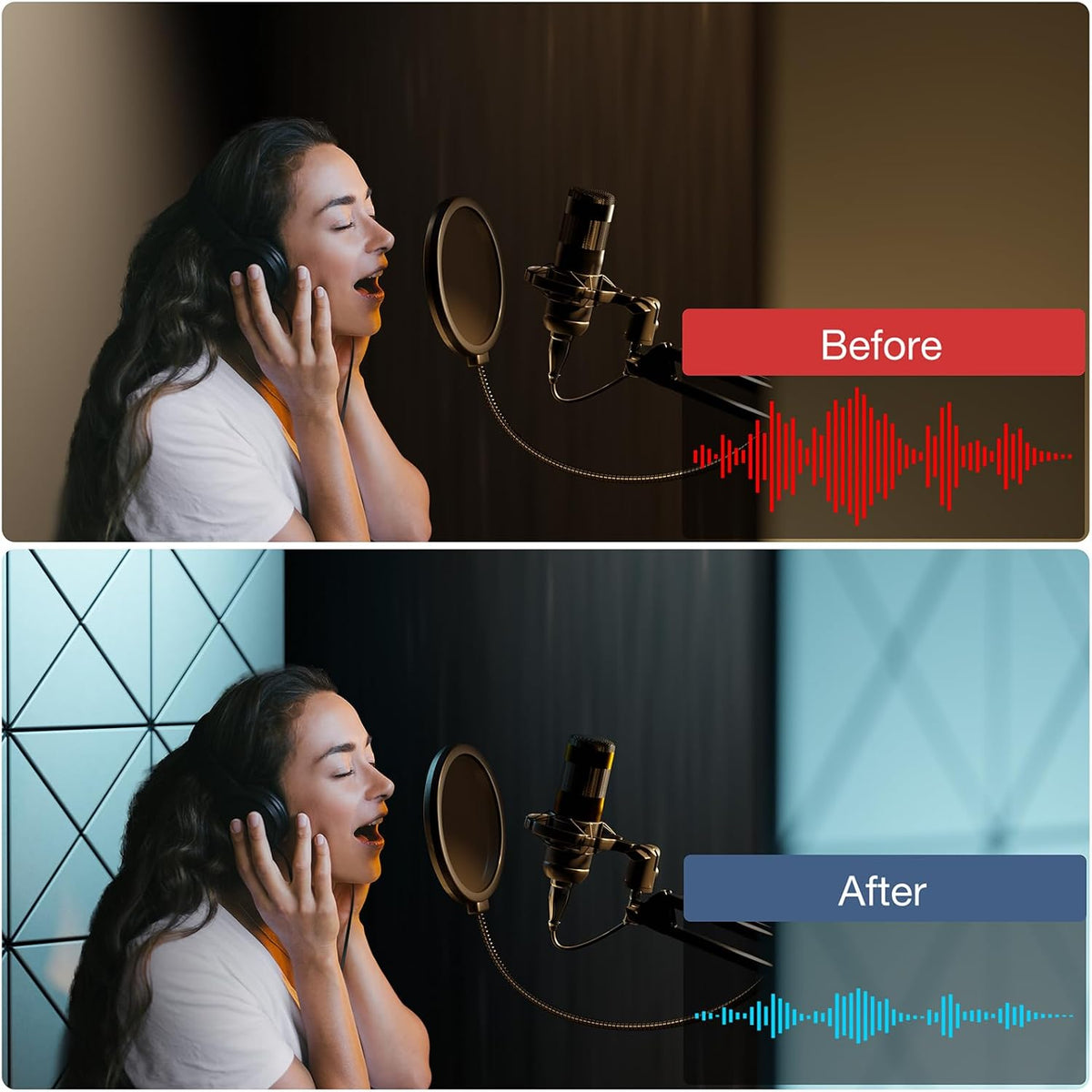 12 Pack Self-Adhesive Acoustic Panels, 12" X 12" X 0.4" X-Line Sound Proof Foam Panels for Walls, Soundproof Wall Panels for Home & Office (White on Black)