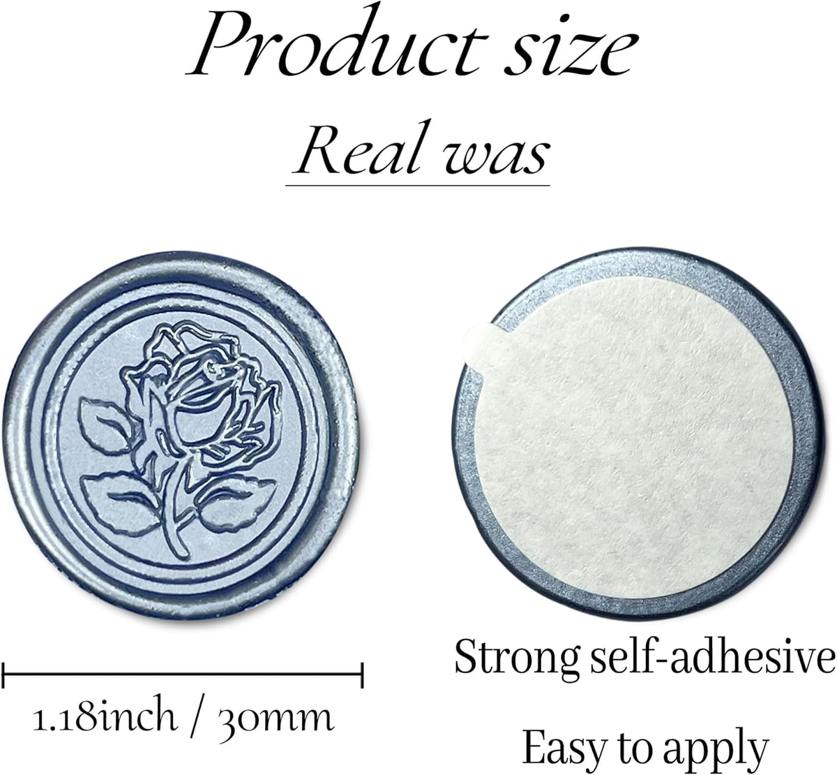 50Pcs Wax Seal Stickers Handmade Envelope Seals Self Adhesive Wax Stickers for Wedding Party Invitations, Envelope, Gift Wrap, Christmas(Rose Style, Gray Blue)