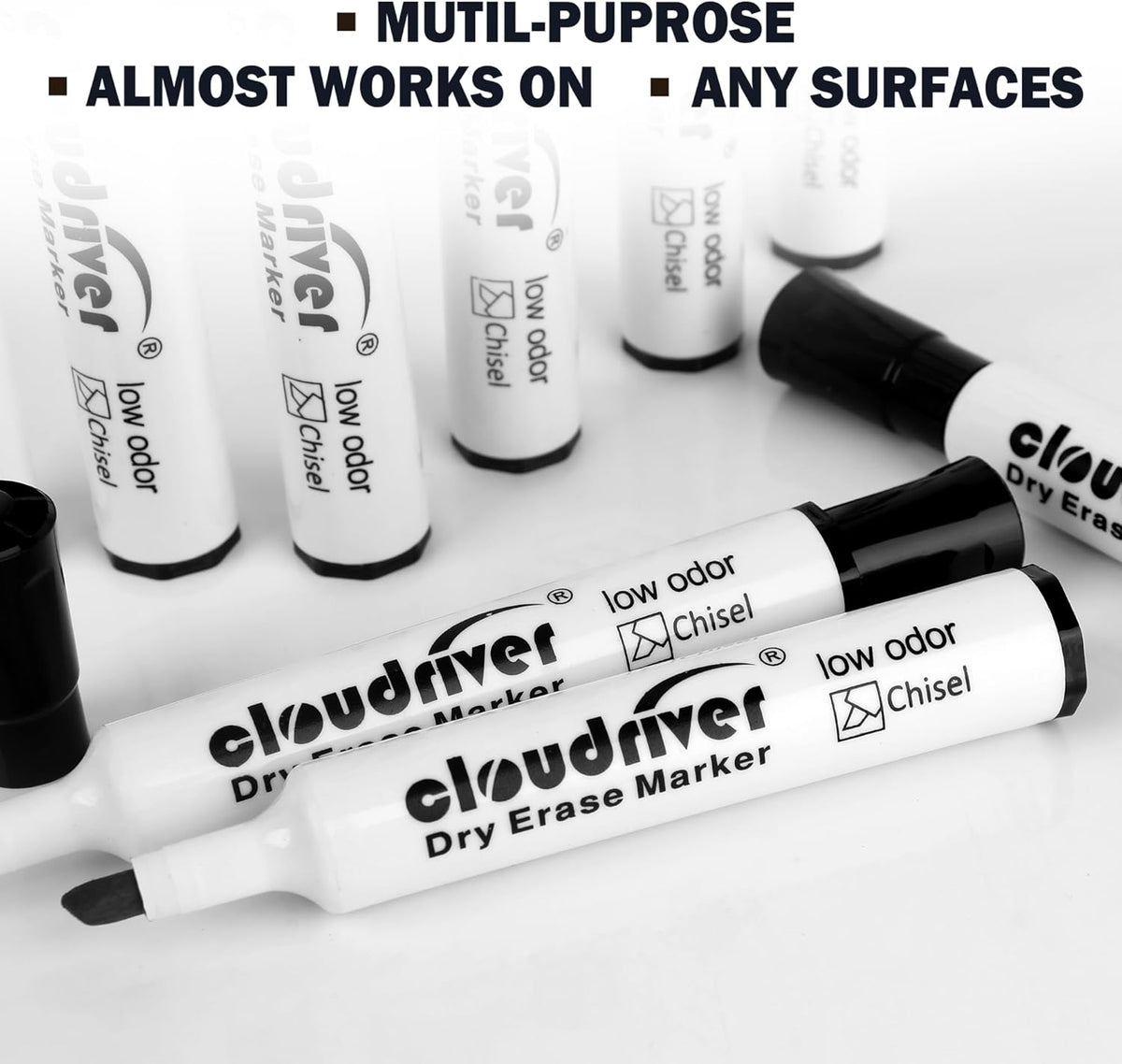 cloudriver Low Odor Dry Erase Markers Tank Style, 86 Count, Chisel Tip, Black Whiteboard Markers, Bulk Dry Erase Marker For Office, home and School Supplies