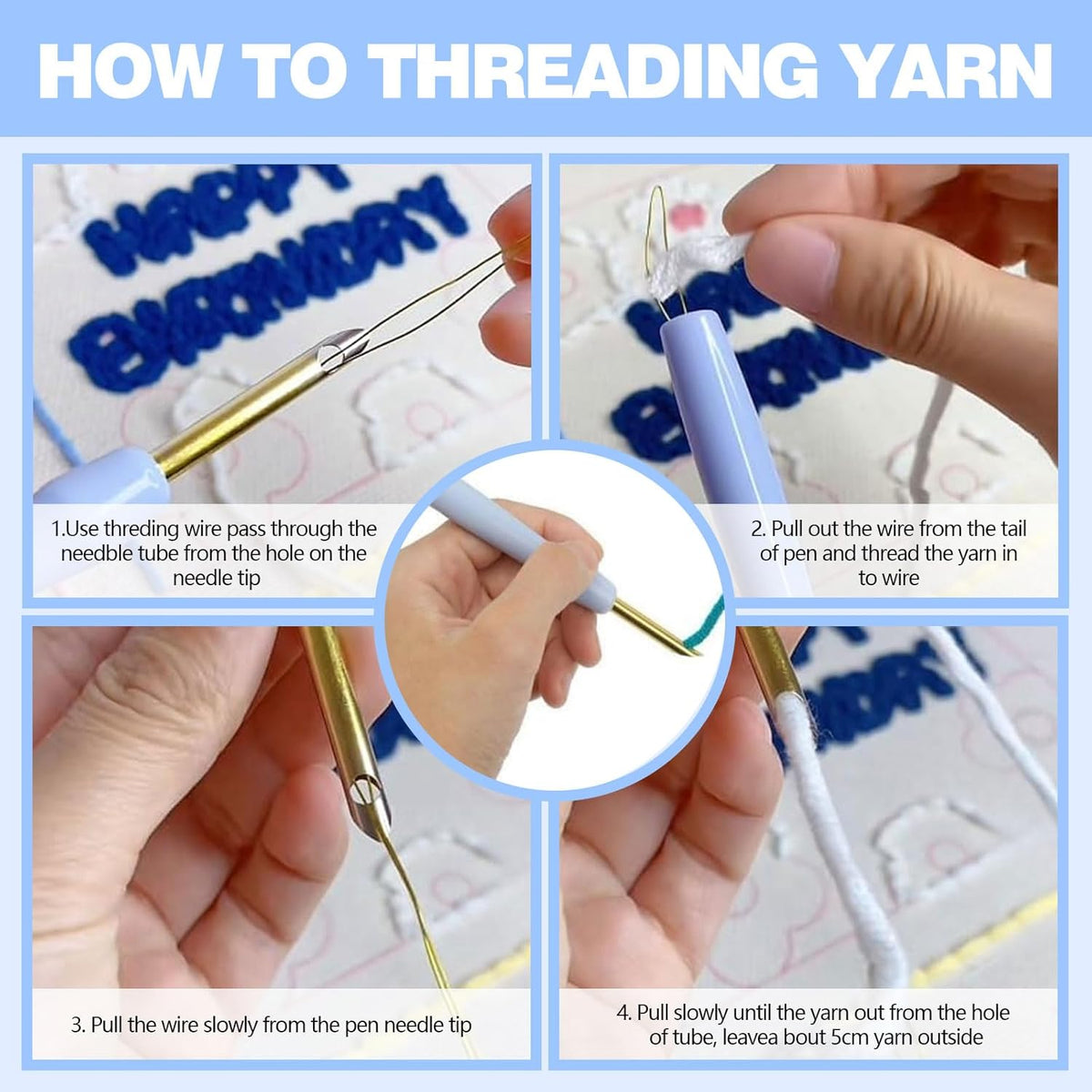 Punch Needle Kits Adults Beginner, Cute Cartoon Highland Cow with Daisy Flower for Beginners, Punch Needle Starter Craft Set with 20cm Hoop, Perfect for Festival Gift and Decoration (Horse)