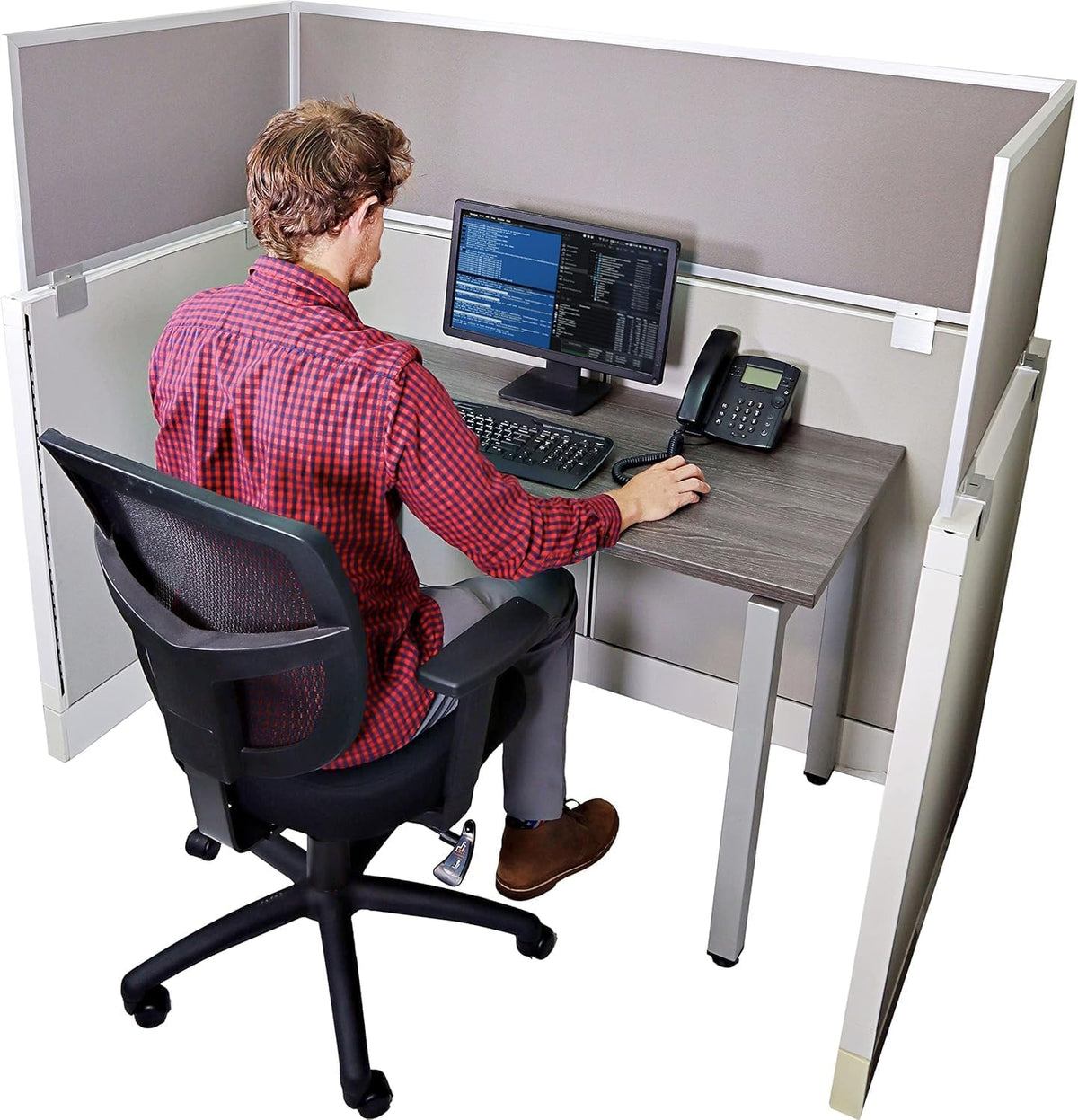 OBEX Acoustical Cubicle Privacy Screen Extender Desk Panel & Office Divider, Add Separation & Block Noise, 12" x 42", Overcast