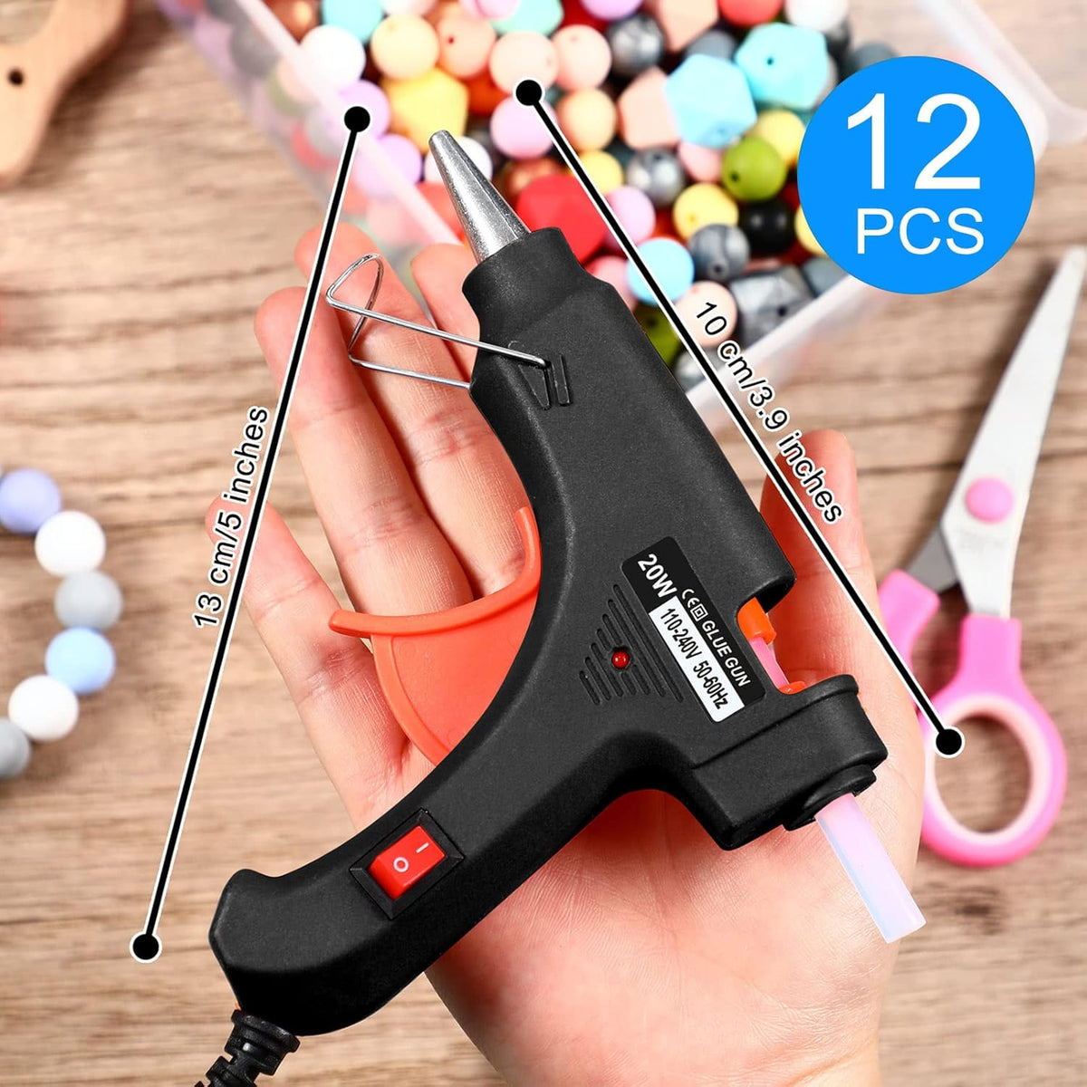 Zhengmy 12 Pieces Mini Hot Glue Gun Crafts Hot Melt Guns Fast Preheating and Easy Squeeze Trigger for School DIY Arts Class Projects Office Home Quick Repairs (Black)