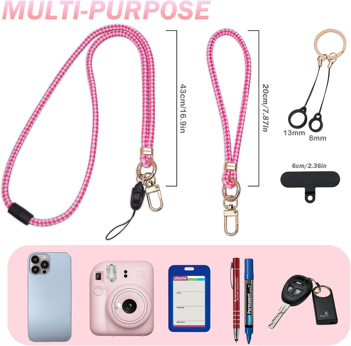 Cell Phone Lanyard with Safety Breakaway Buckle, Phone Neck Strap and Wrist Lanyard Strap, Phone Patches, Keyrings