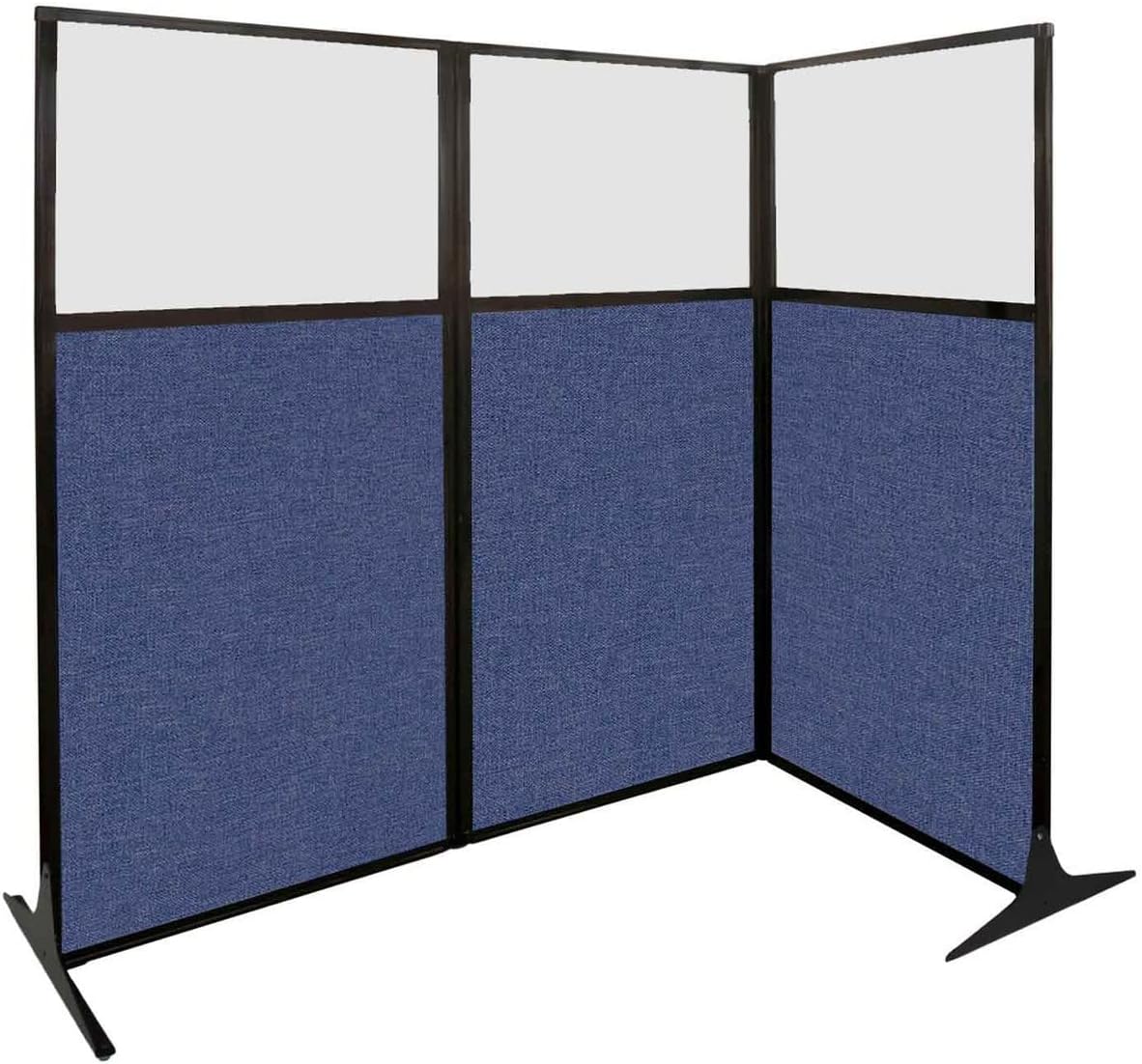 Versare Office Workstation Screen | Portable Wall Divider | Modern Cubicle | Freestanding Privacy Screen | Flexible Work Space | 1 Panel | 33" Wide x 70" Tall Dark Gray SoundSorb Panels with Window