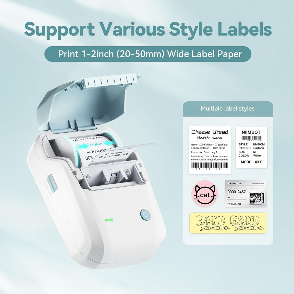 NIIMBOT B1 Label Maker Machine with Tape, Thermal Label Printer Easy to Use for Office, Home, Business, 2 Inch Label Maker with 2'' x1.18'' Labels