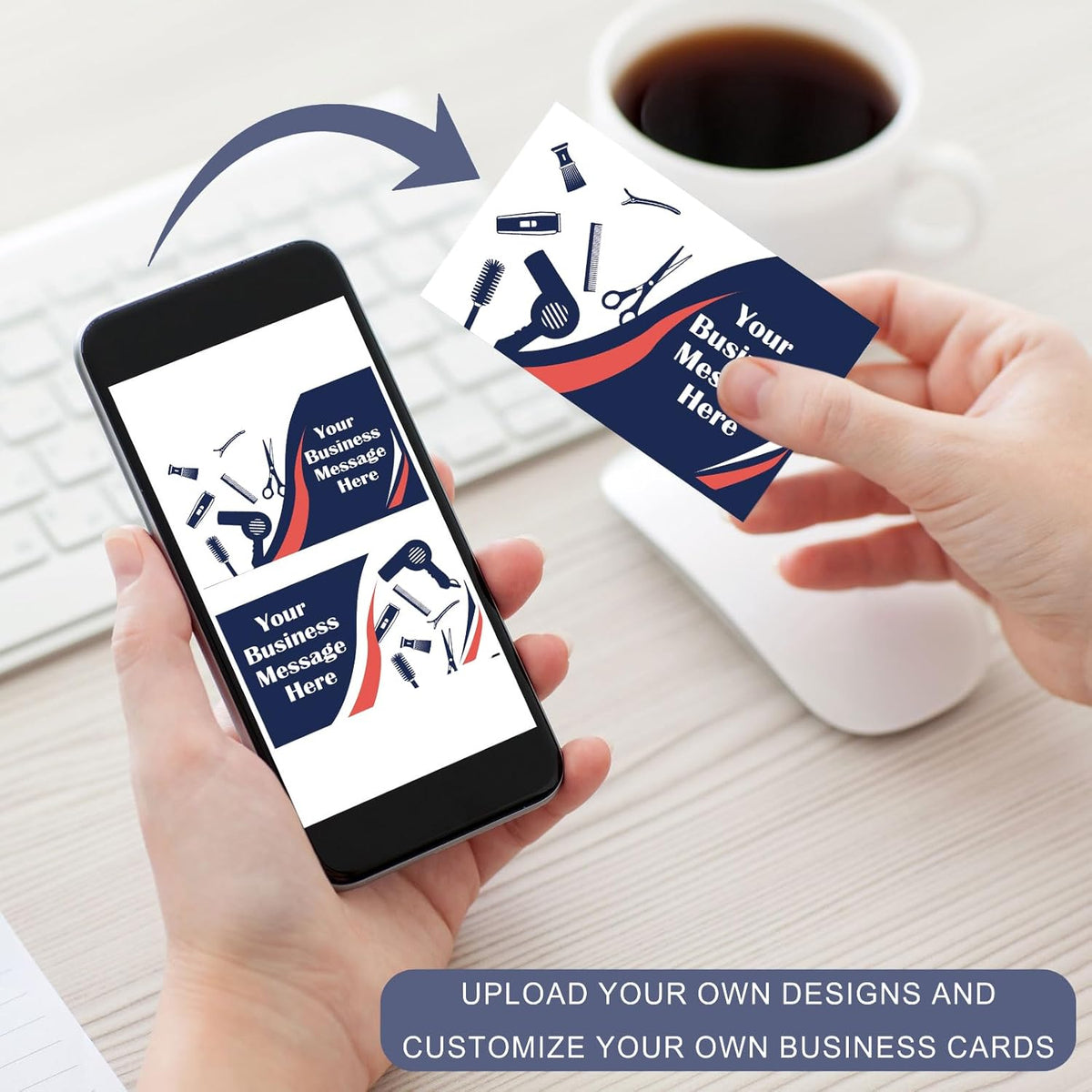 Custom Business Cards Customizable with Logo Text,Personalized Business Cards Photo Printable Barbershop Cards 1000 500 200 100 Double Sided Customize Cards for Small Business Waterproof