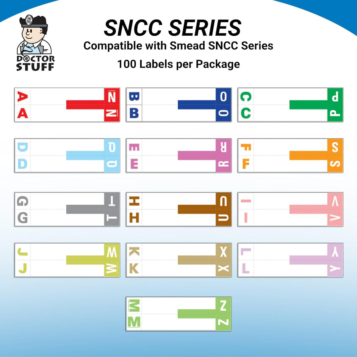 Doctor Stuff - File Folder Labels, Alphabet Letters, C/P, Compatible with Smead NCC - SNCC Series Alpha Stickers Dark Green, 1-5/32" x 3-5/8, 100/Package