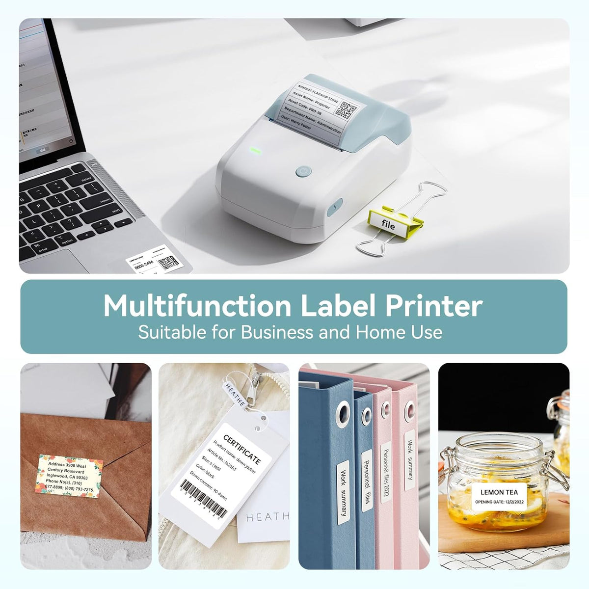 NIIMBOT B1 Label Maker Machine with Tape, Thermal Label Printer Easy to Use for Office, Home, Business, 2 Inch Label Maker with 2'' x1.18'' Labels