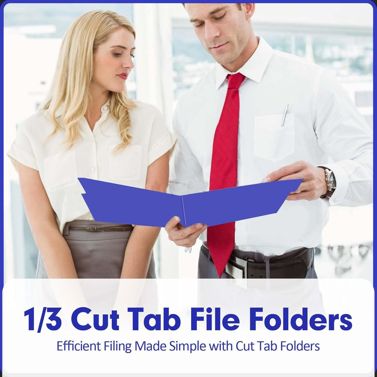 File Folder, PANDRI 120 Pack File Folder, 1/3 Cut Tab, Letter Size, Filing Folder for Office School Business, Royal Blue