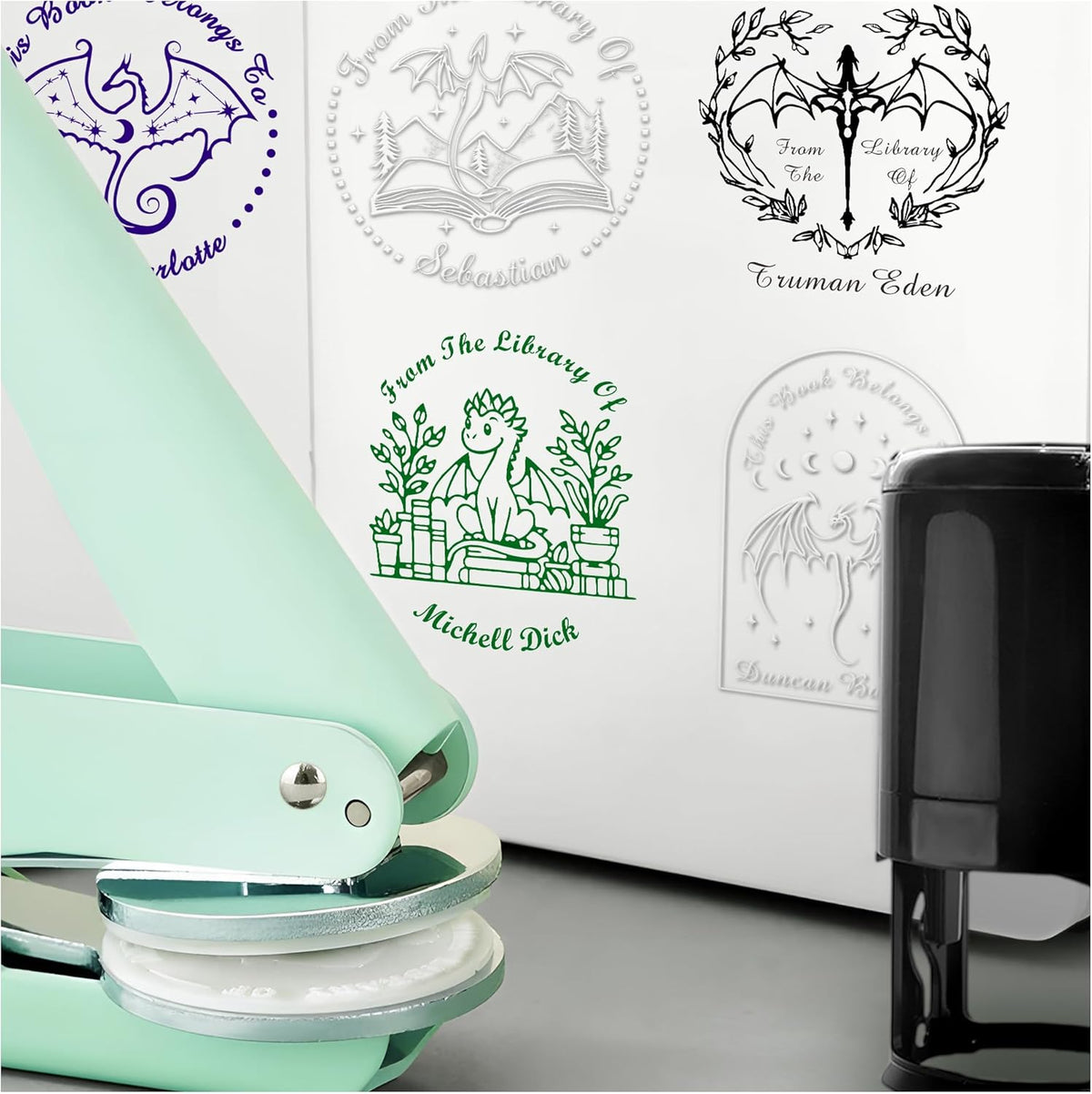 from The Library of Embossers & Stamps Custom Color Self-Inking Stamp with Your Name or Design Great for Personalizing Books, Text Books and Journals (17)