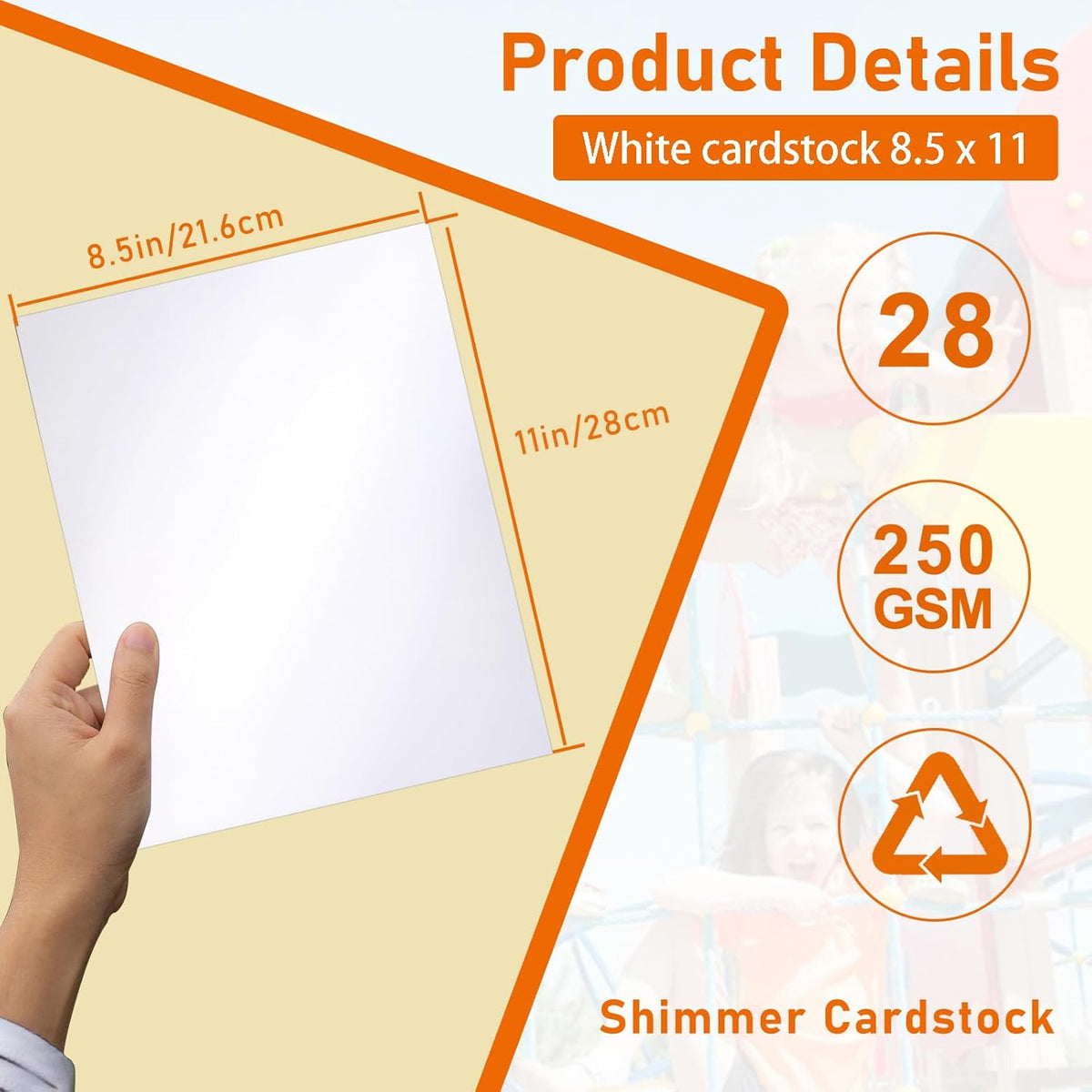 28 Sheets White Shimmer Cardstock 8.5 x 11 Certificate Paper, 92lb Heavyweight Paper Card Stock for Wedding Invitations, School Crafting, Business Cards, Making Cards, Graduations, Menus