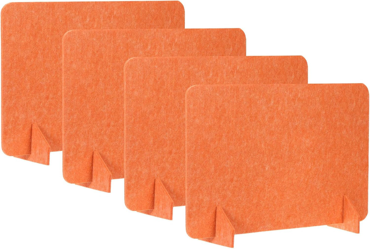 PATIKIL Desk Divider, 4 Set 24 x 16 Inch Acoustic Freestanding Desk Divider Desk Privacy Panel with 8 Pcs Support Feet for Library Office Workstation,Orange