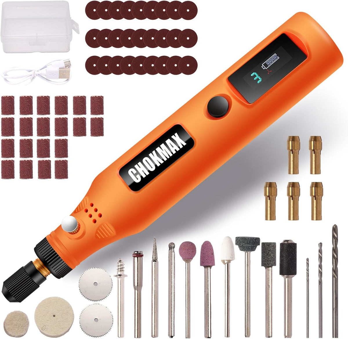 Mini Cordless Rotary Tool with Work Screen, 3-Speed Grinder Kit with 72 Accessories, Type-C Charging Art Craft Tool for Sanding, Polishing, Grinding and Small DIY Craft Job