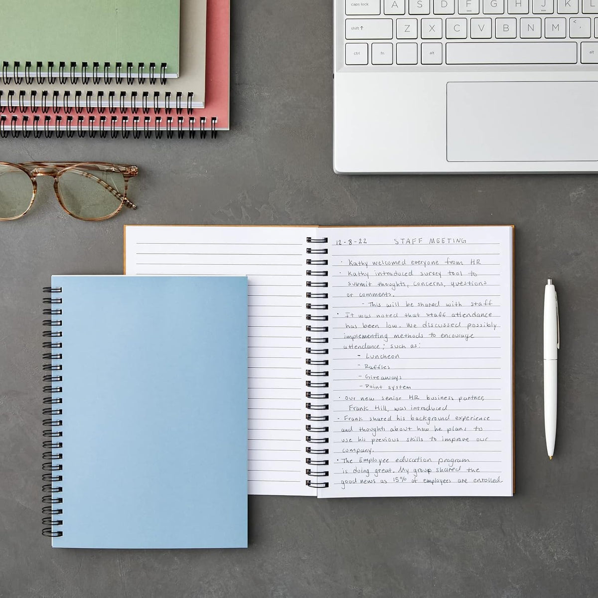 5 Pack 6x8 inch Spiral Journals, Small Notebooks Bulk with 120 Lined Pages for Work, Students, School, Writing (5 Colors Kraft Paper Covers)