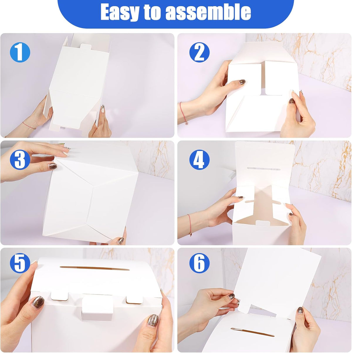 Ysglory 12 Pack Raffle Ticket Box White Cardboard Suggestion Box with Slot Donation Ballot Boxes for Fundraising Collecting Business Card Voting Contest, 6 x 6 x 6 Inches