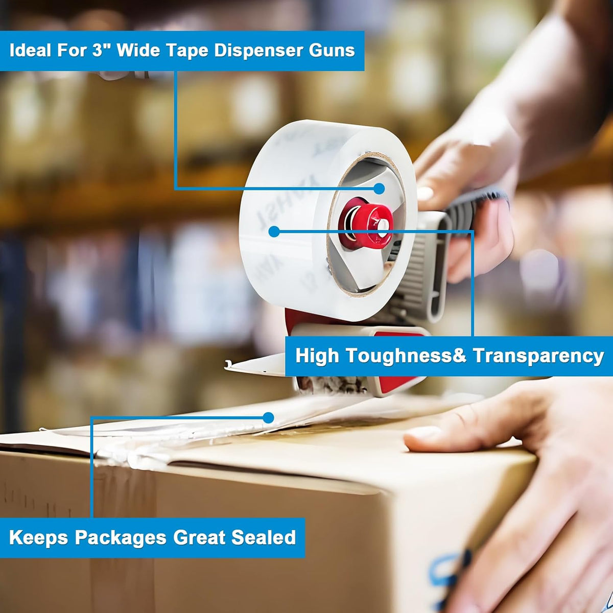 TSHAY Packing Tape, 24 Pack Heavy Duty Shipping and Moving Packing Tape, Clear, Packing and Moving Supplies, 1.88 inch Wide, 65 Yards Per Roll, Total 1560 Yards