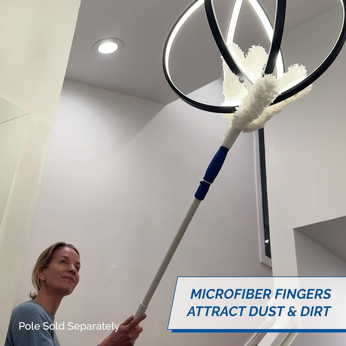 Unger Connect and Clean Microfiber Feather Duster for Household Cleaning and Dusting, Cleans Fragile Objects, Glassware, Vases, Picture Frames, Machine Washable, Compatible with Threaded Pole