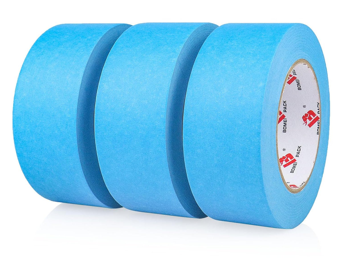 BOMEI PACK Blue Painters Tape 2 Inch Bulk, Blue Masking Tape 3 Rolls x 2 inch x 60 Yards (180 Total Yards) Residue-Free Painting Tape for Labeling, DIY Crafting, Decoration and School Projects