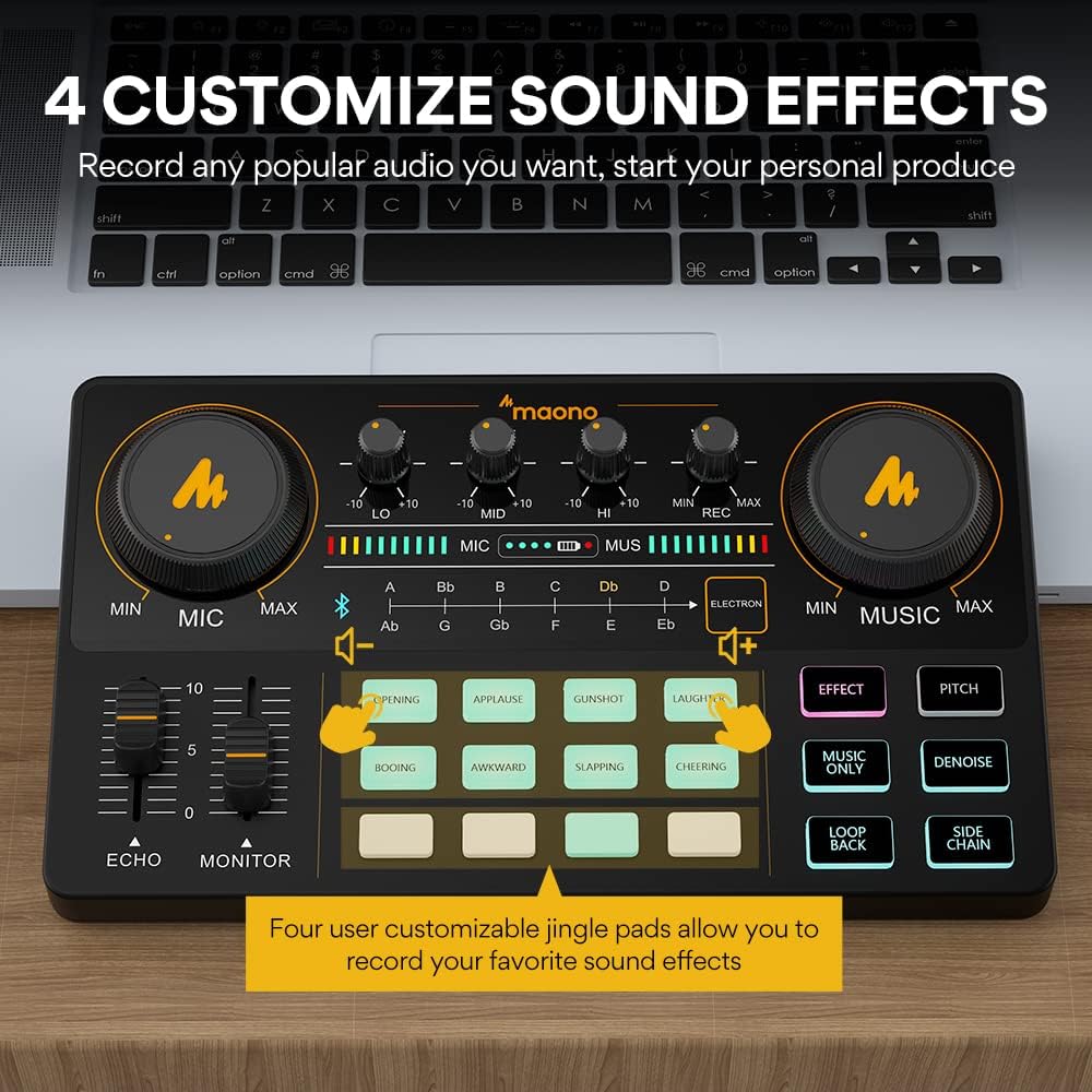 MAONO MaonoCaster Lite AU-AM200-S1 All-in-One Podcast Equipment Set with 3.5mm Microphone for Live Streaming, Podcast Recording, PC, Smartphone