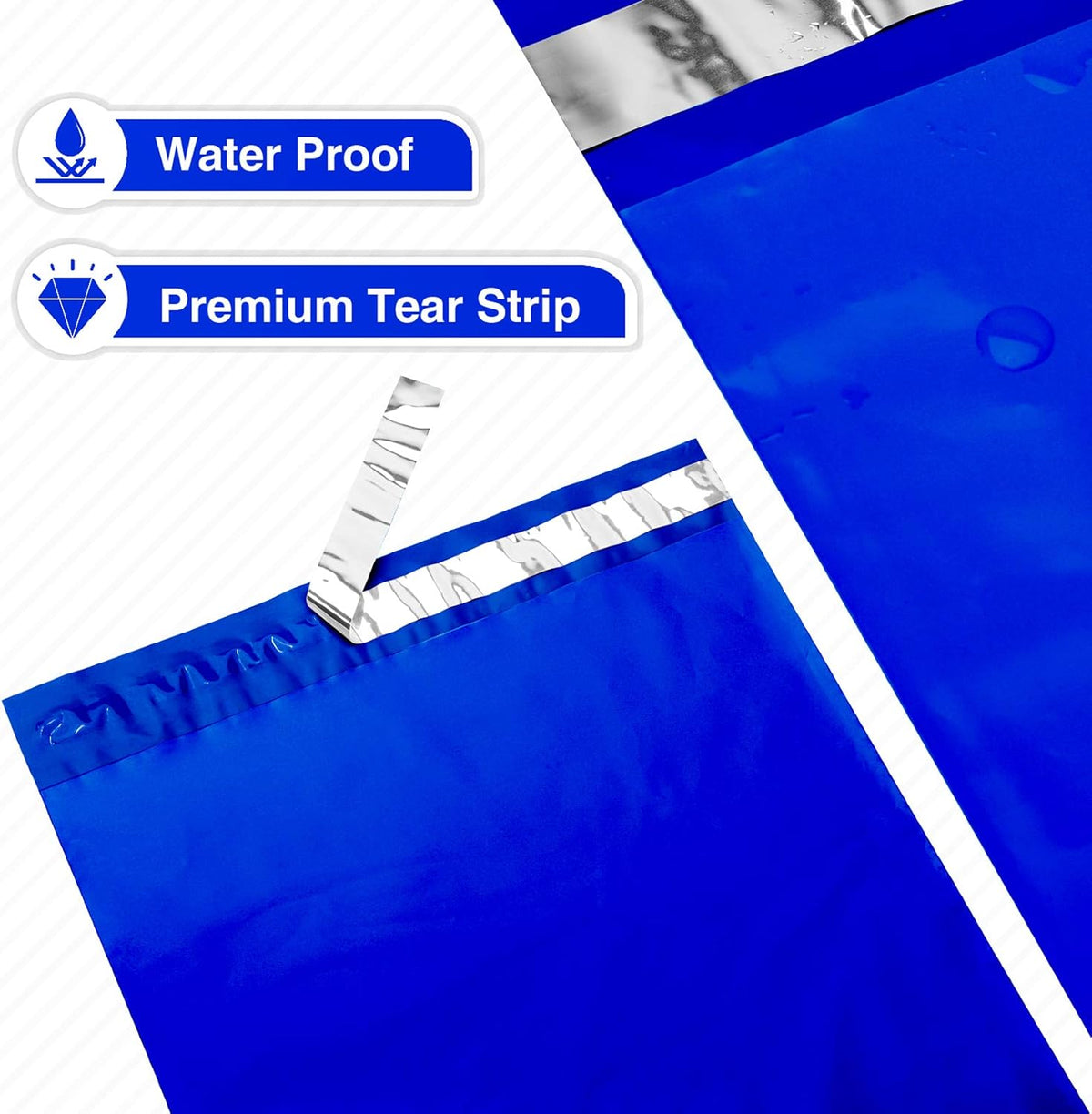 Fuxury/Fu Global 10x13" 100Pcs Poly Mailers Bags for Clothing/Hoody/Shirt/Jacket, Plastic Mailing Envelopes for Small Business, Self Seal Shipping Polybag Bulk- Blue