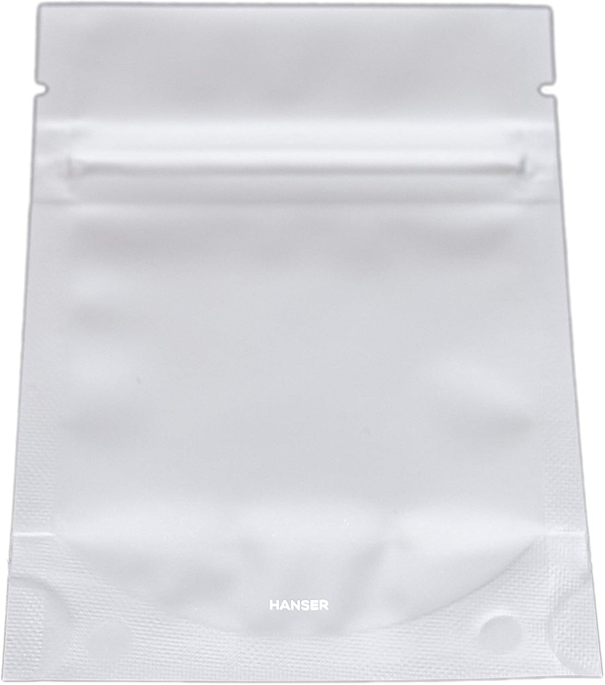 HANSER | Smell Proof Odorless Mylar Resealable Foil Pouch Bags with clear Window | Stand up bottom | Airtight | matte white | 100 Pieces | 3x4 inches