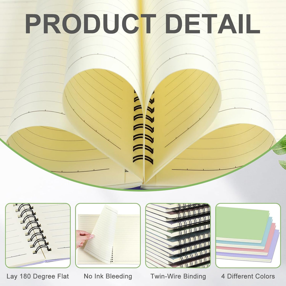 Yahenda 4 Pcs Spiral Notebook Bulk A5 Journal Lined 8.3'' x 5.5'' Writing Composition Paper Small Notepad Subject Notebook for Students Office Business Back to School Supplies (Pastel Colors)