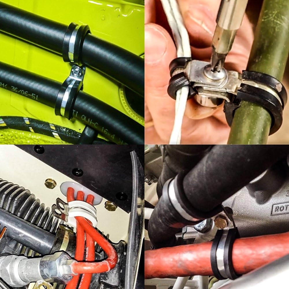 LOKMAN 20 Pack 3/4 Inch Stainless Steel Cable Clamp, Rubber Cushioned Insulated Clamp, Conduit Wire Holder Strap Clips for Tube, Pipe or Wire Cord Installation