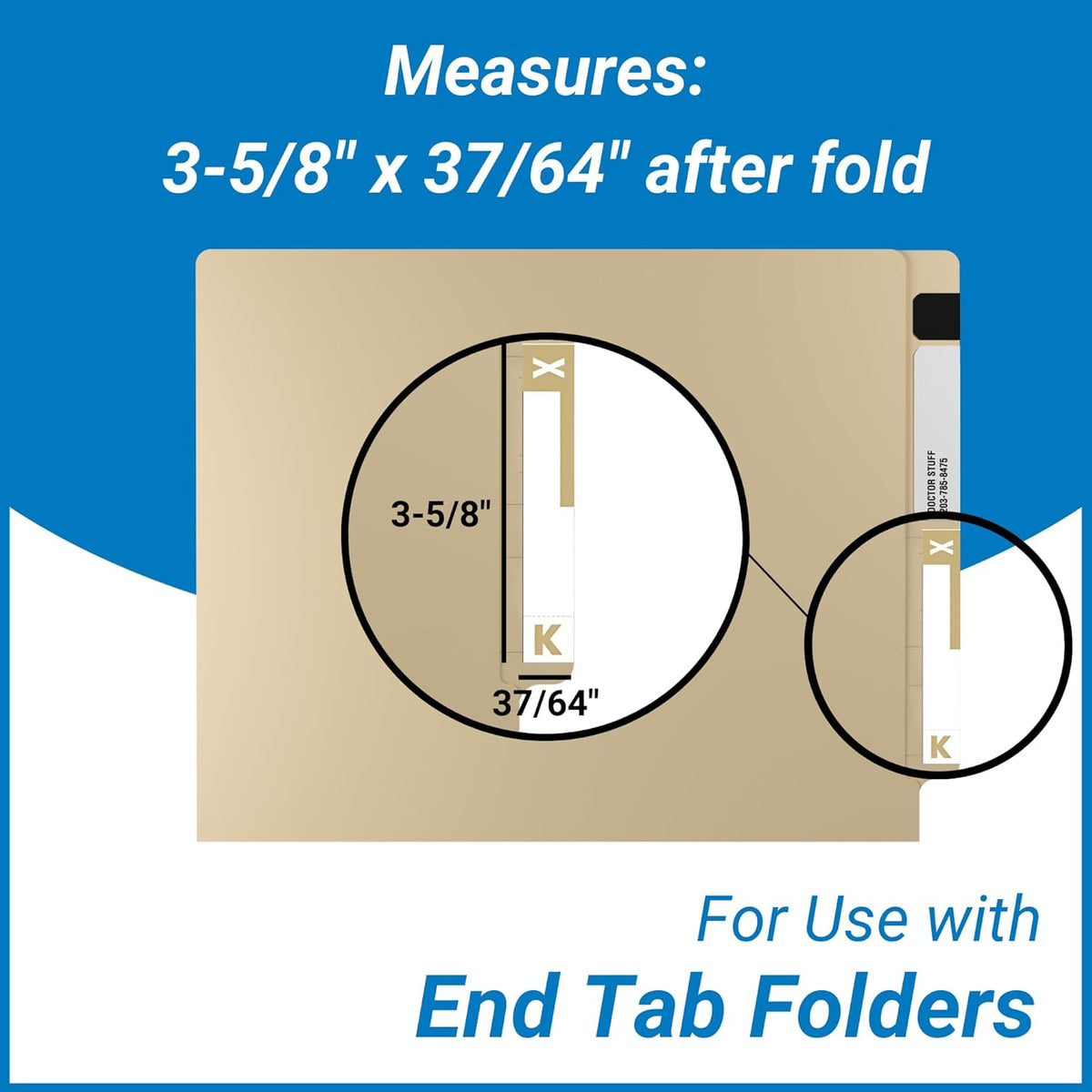 Doctor Stuff - File Folder Labels, Alphabet Letters, K/X, Compatible with Smead NCC - SNCC Series Alpha Stickers Light Brown, 1-5/32" x 3-5/8, 100/Package