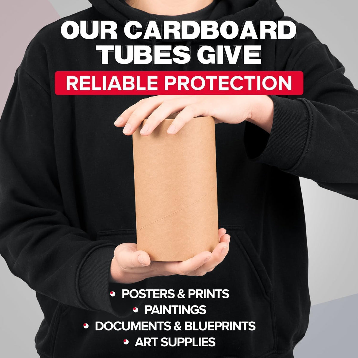 4" x 6" Heavy-Duty Reinforced Cardboard Mailing Tube, Pack of 1 Tube with 2 Caps – Secure USPS Approved – Great for Shipping and Storing of Prints, Artwork, Posters or Documents