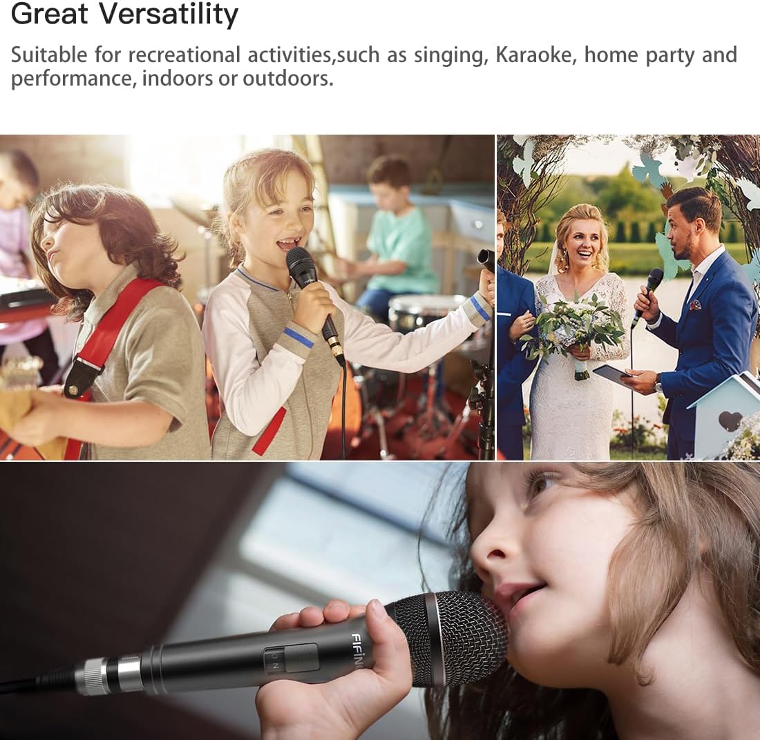 Fifine Karaoke Microphone, Dynamic Vocal Microphone for Speaker, 6.35MM Wired Handheld Mic with On and Off Switch and 14.8ft Detachable Cable-K6