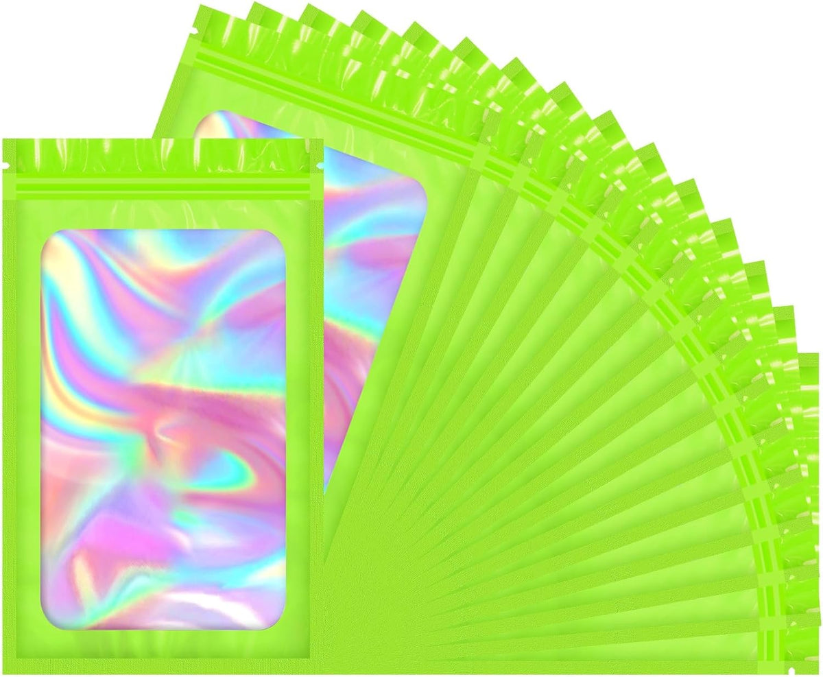 Smell Proof Bag, 100 PCS Mylar Bags, Holographic Bags with Sealing Strip, Resealable Bag (2.4x3.9 Inch)