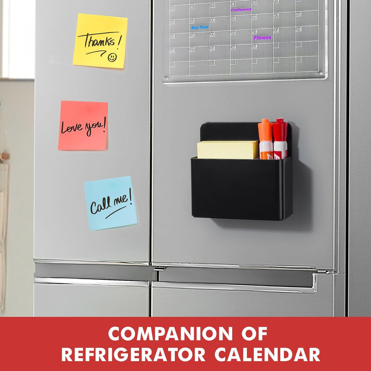 BEYGORM 2 Pack Plastics Magnetic Pen Holder for Refrigerator, Dry Erase Marker Holder for Whiteboard，Magnet School Locker Organizer Accessories, Pencil Cup, Pen Caddy, Classroom Organization(Black)