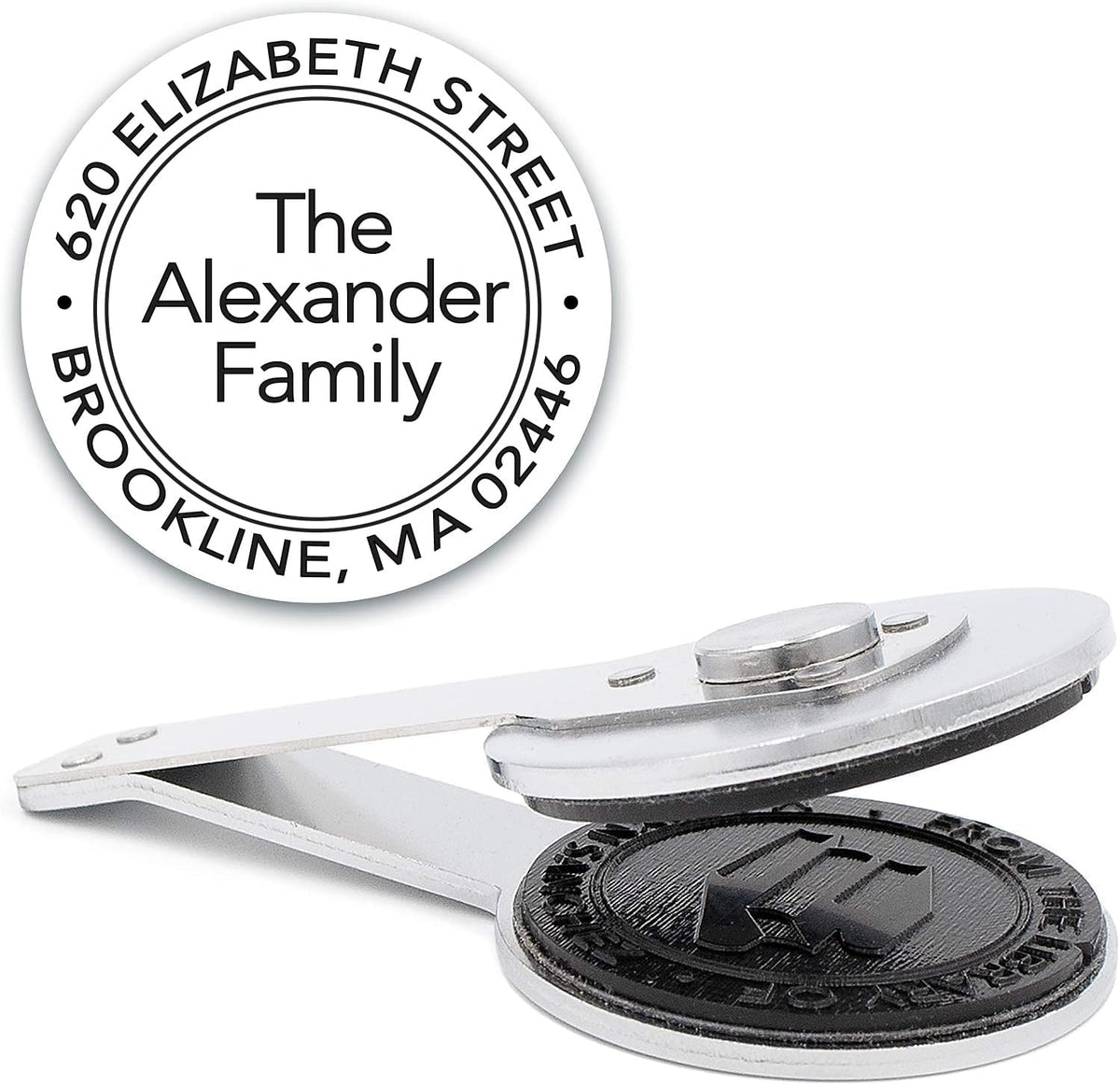 Custom Monogram Address Desk Embosser - Personalized Round Seal - Insert Only - Style EMD-029