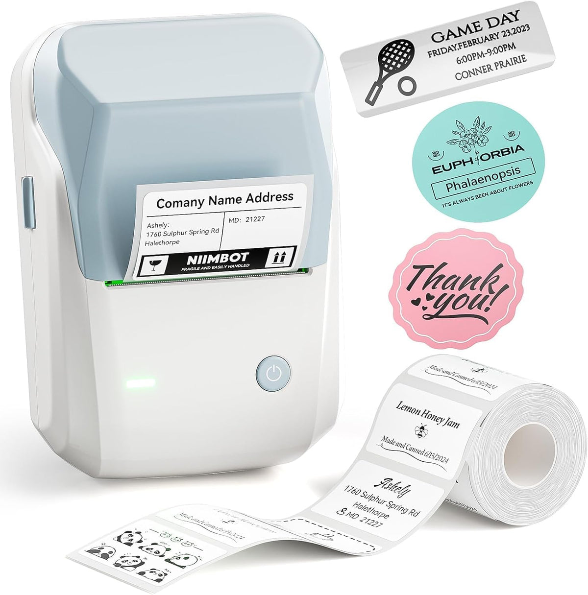 NIIMBOT B1 Label Maker Machine with Tape, Thermal Label Printer Easy to Use for Office, Home, Business, 2 Inch Label Maker with 2'' x1.18'' Labels