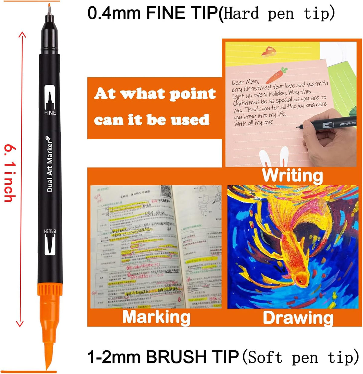 Dual Brush Marker Pens, 72 Colors Art Markers Set with Fine and Brush Tip Markers for Adult Coloring Books No Bleeding, Can Be Used for Note Taking Planner Hand Lettering Calligraphy