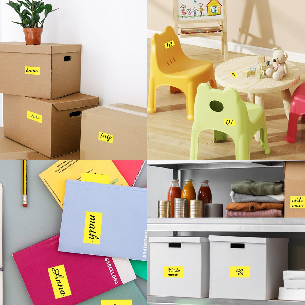 STARLIBOO Colored Labels Stickers 3 x 2 Inch, Rectangle Moving Labels Stickers, 250Pcs Garage Sale Price Stickers, Adhesive Moving Labels for Boxes (Yellow)