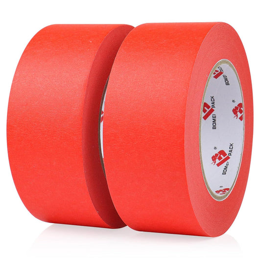 BOMEI PACK 2 Inch Painters Tape, 2 Pack Paint Red Masking Tape 2 inch x 55 Yards for Walls Painting, Labeling, DIY Crafting, Decoration and School Projects