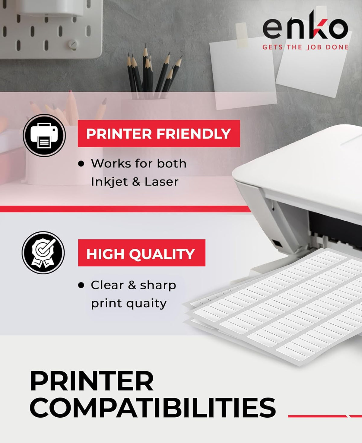 enKo 8000 Labels, 1/2" x 1-3/4" - White - Address, Mailing, Shipping & Barcode Blank Labels for Laser and Inkjet Printers