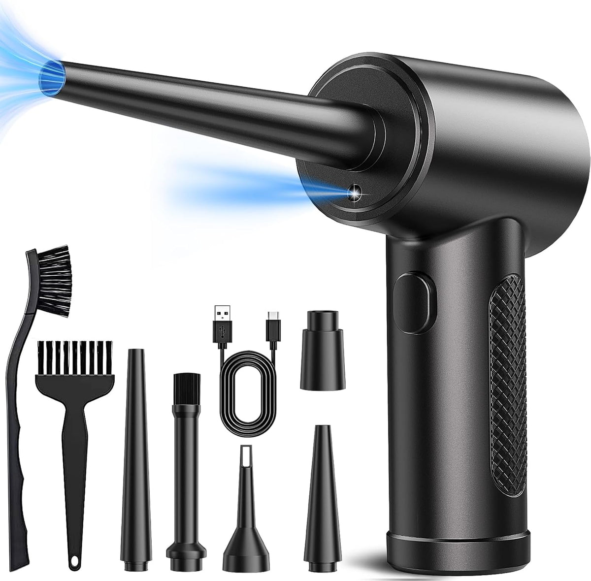 Compressed Air Duster, 3 Gear to 51000RPM Cordless Electric Air Duster, 6000mAh Rechargeable Air Blower with LED Light for Laptop Computer Camera Keyboard Cleaning Dust Hair Replace Compressed Air Can