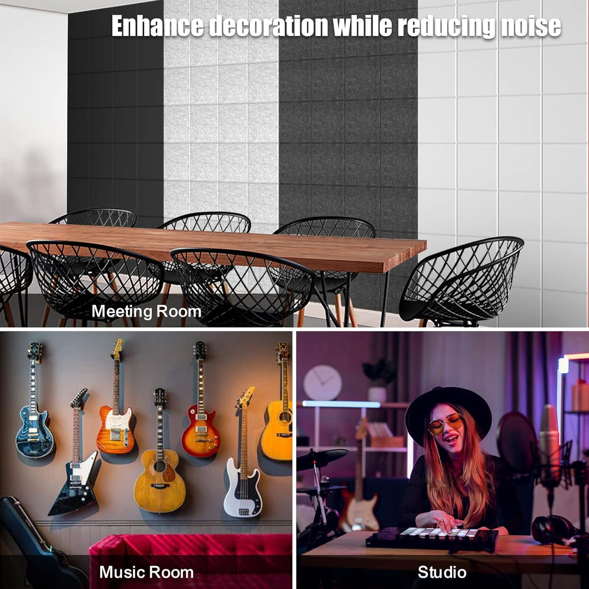 Sonicism 22 Pack Acoustic Wall Panels with Self-Adhesive, 12" X 12" X 0.4" Sound Proof Foam Panels, Decorative Soundproof Wall Panels, Sound Proof Absorbing Tiles for Home & Offices, Silver Gray