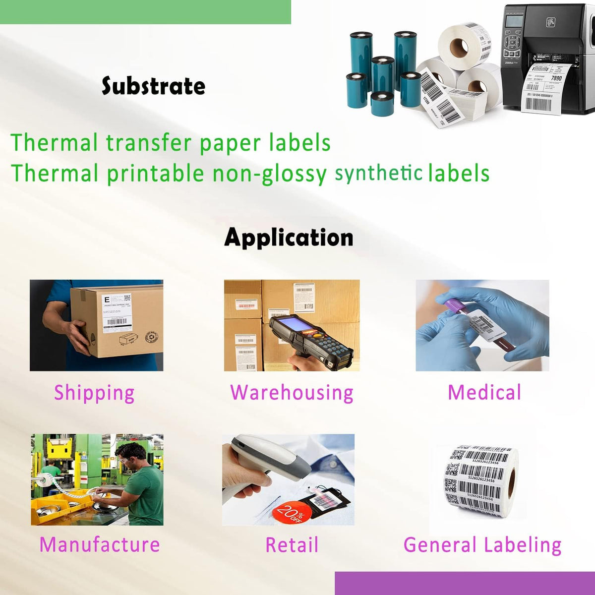 (10 Rolls) 4.33'' x 984' Premium Resin Enhanced Wax Ribbon, 110mm x 300m Black Thermal Transfer Ribbon, Barcode Thermal Label Printer Ribbon, CSO-Ink Outside, 1'' Core for Zebra, TSC, GoDex, Citizen