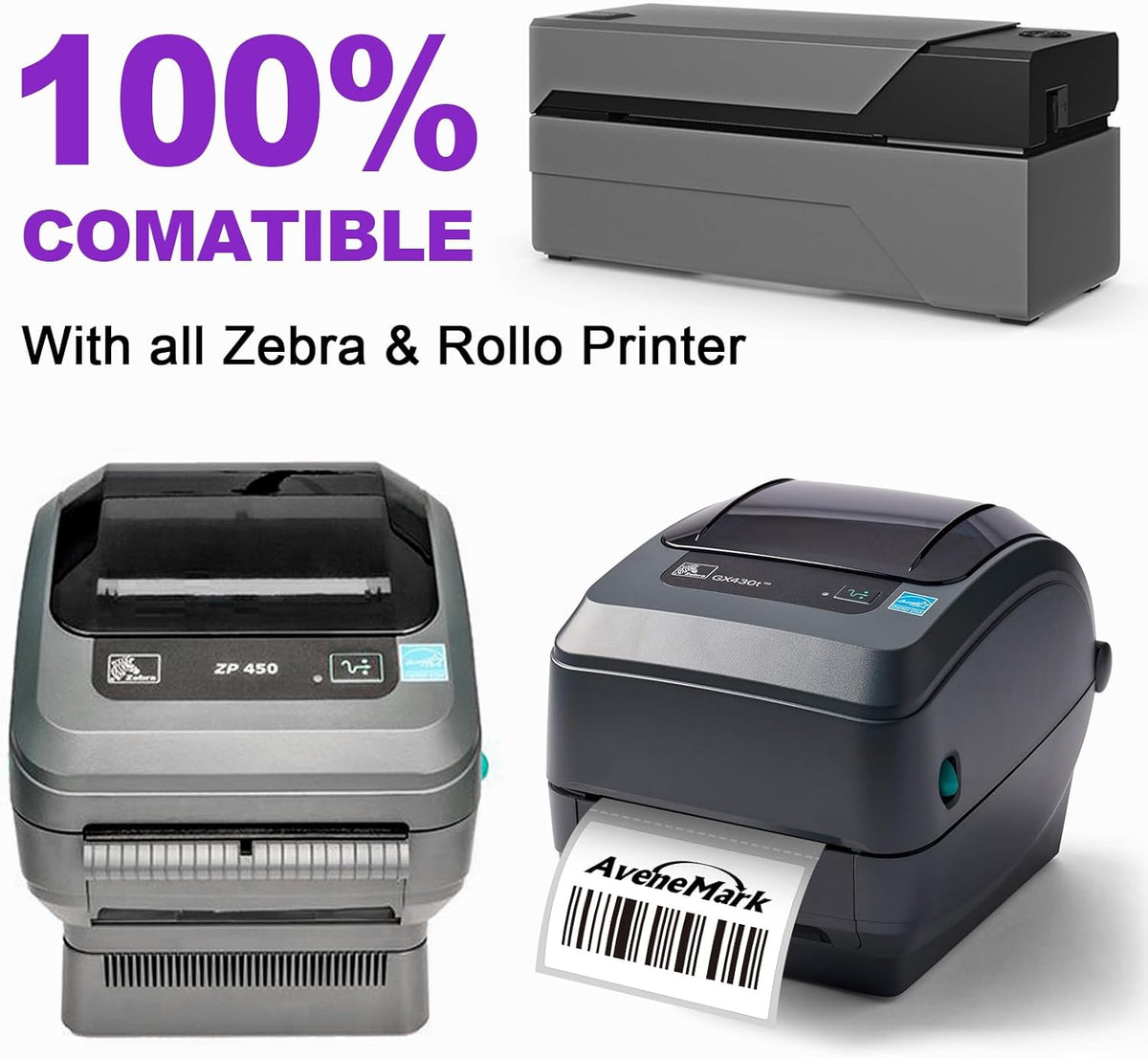 12 Rolls 12000 Labels 2.25" x 1.25" Direct Thermal Labels - AveneMark Perforated for Barcode Address Labels - Postage Shipping Labels Compatible with Rollo & Zebra Desktop Printers,1000 Labels/Roll