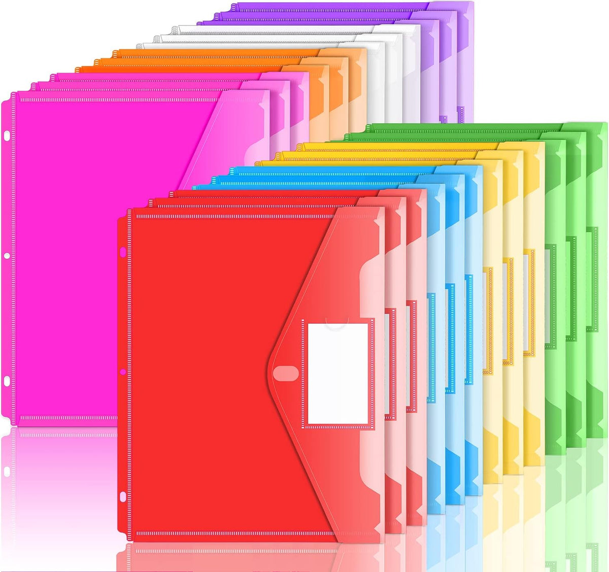Forvencer Binder Pocket, 24 Pack Super Heavyweight Poly Binder Pocket with Tight Closure, Binder Folders Side Loading, 3 Ring Binder Pocket, Binder Dividers with Pockets, Letter Size, Assorted Colors