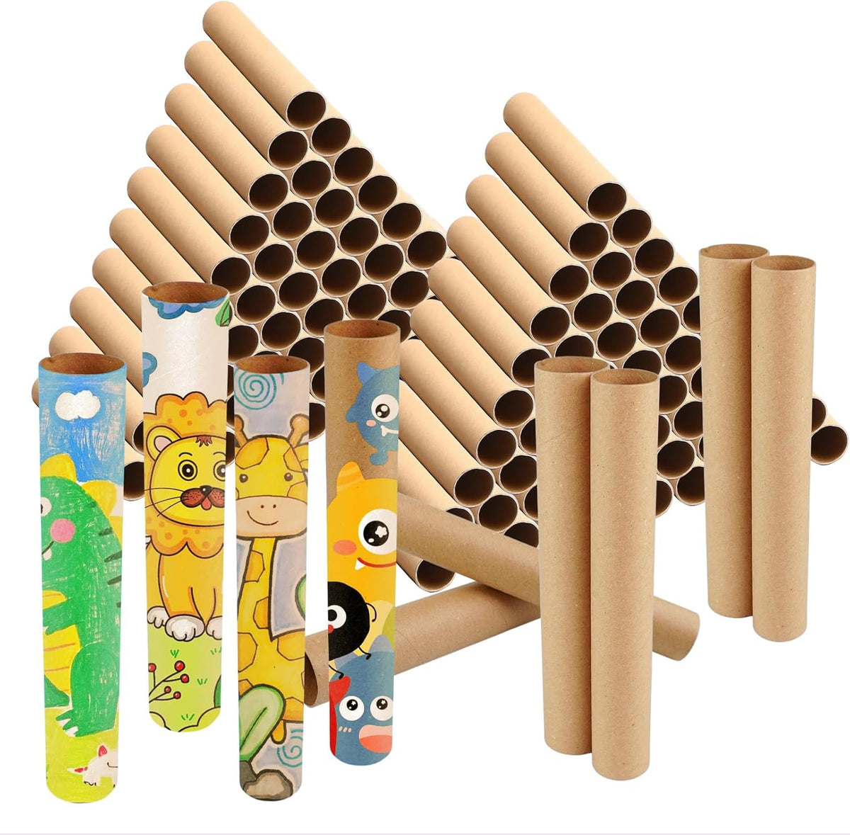 80 Pcs Cardboard Tubes 2 Size Cowhide Paper Towel Rolls Cardboard DIY Empty Toilet Paper Tubes Bulk for Craft Classroom Projects ( 1.4 x 10 Inch, 1.6 x 10 Inch)