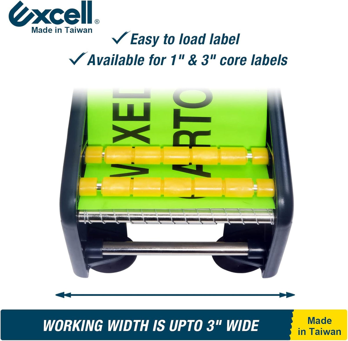 Excell LD-319 Economy Lightweight Table Label Dispenser (3" Wide/ 77mm): Fits 3" Labels, Easy to Peel Off, and Secure with 4 Suction Cups. Durable Plastic, Adjustable for Different Rolls. (3 Inch)