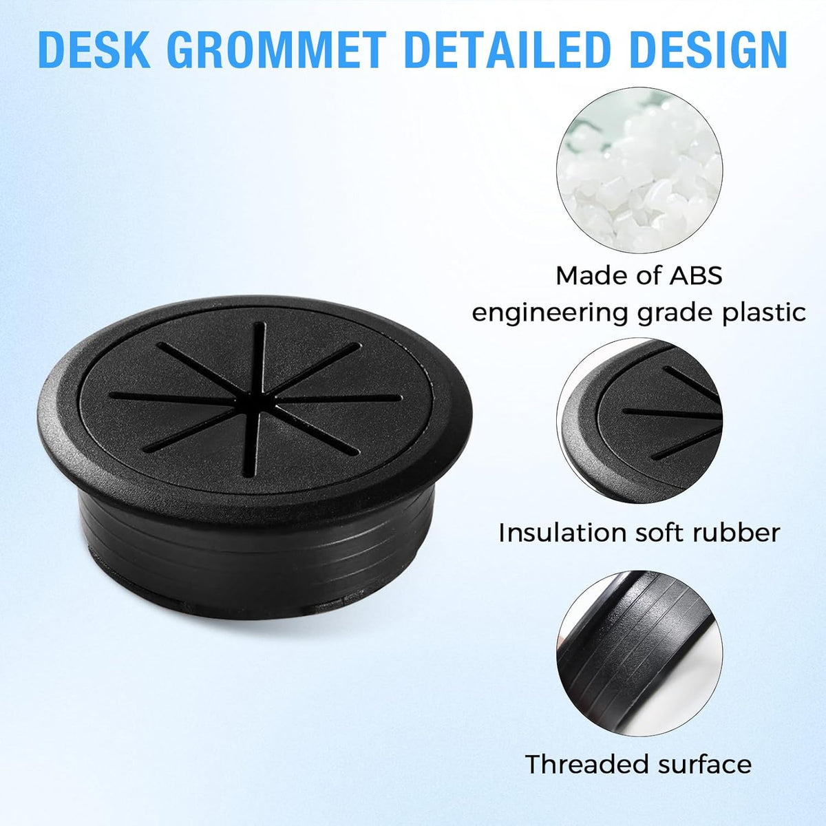 Desk Grommet 2-1/16" (53 mm), Desk Hole Cover for Cables Beige, Cable Grommet ABS Plastic, Desk Hole Grommet for Office and Home Table Cable, Detachable & Flexible Cable Cord Organizer-2 Pcs