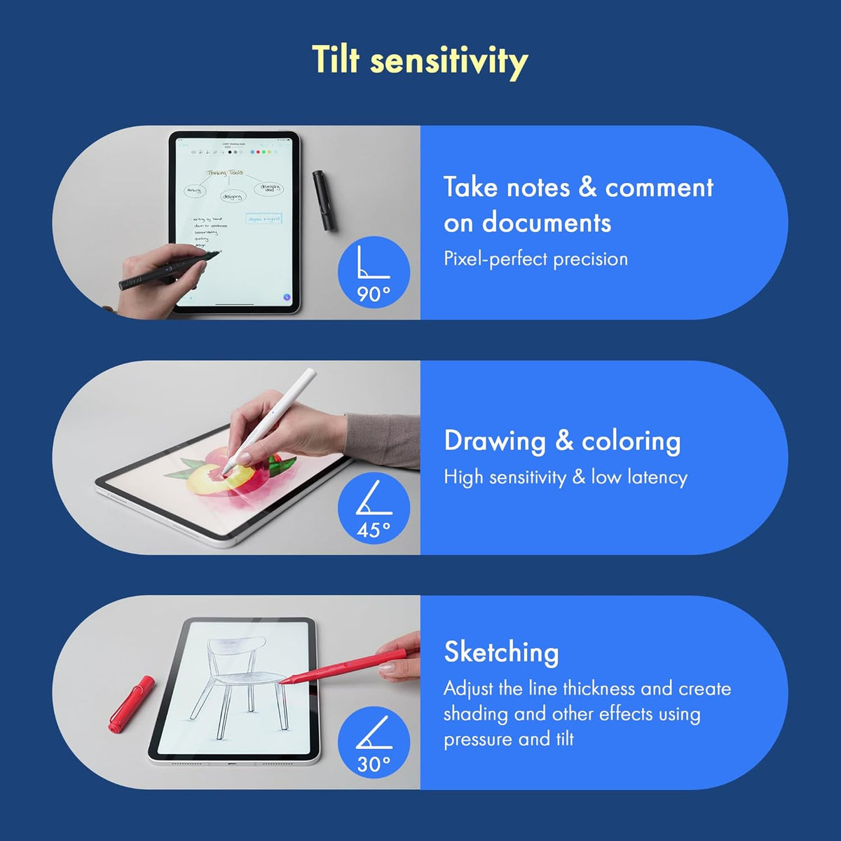LAMY Safari Note+ Steel Black iPad Pen - Stylus Pen with Palm Rejection, tilt Sensitivity & Ergonomic Grip - Compatible with Various iPad Models & Generations - up to 10 Hours Battery Life
