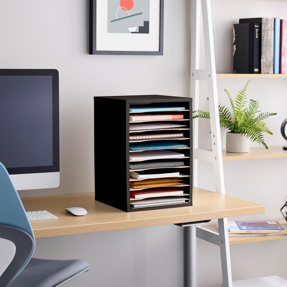 Safco Products Vertical Desktop Sorter, 11 Compartment, Black