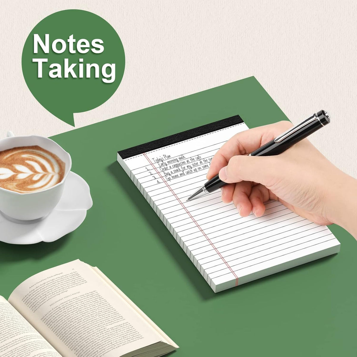 3 Pack Note Pads 5 x 8 Inch, Small Notepad, College Ruled Legal Pads, White Lined Writing Pads for Work or School, 30 Sheets/Pad, Perforated Recycled Note Paper for Note-Taking, Grocery List