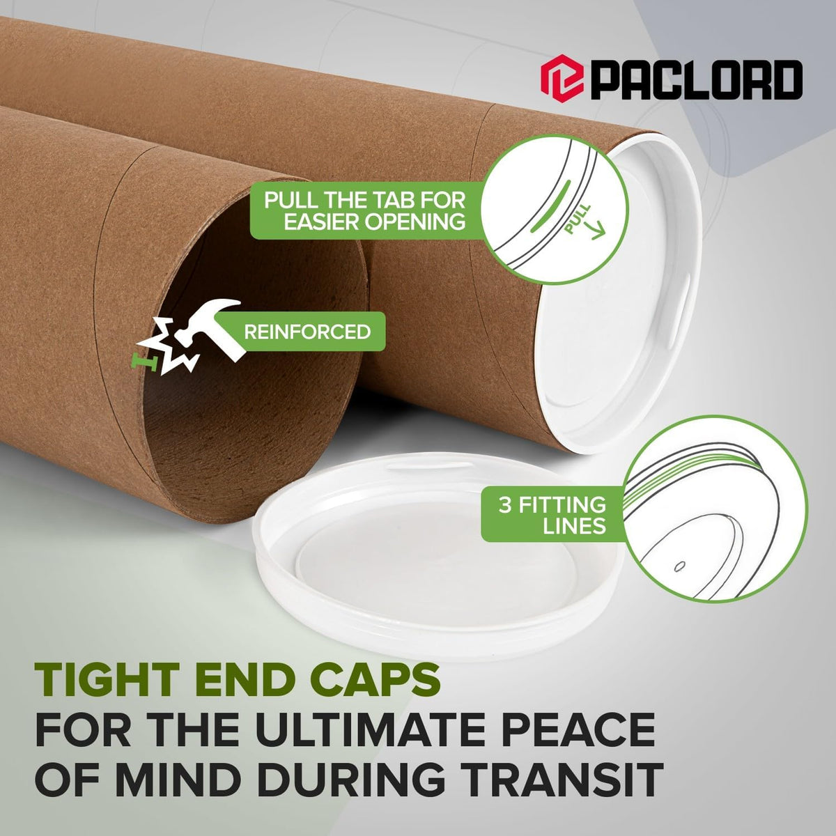 4" x 36" Reinforced Kraft Paper Mailing Tubes, Pack of 6 Tubes with 2 Caps Each – USPS Approved Poster Tube – Made in USA Cardboard Tube for Shipping and Storing Posters, Prints, Artwork, or Documents